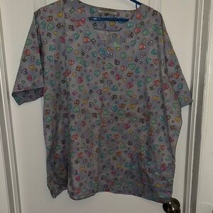 Women’s scrubs in kids Heart Print Lavender Scrub Top